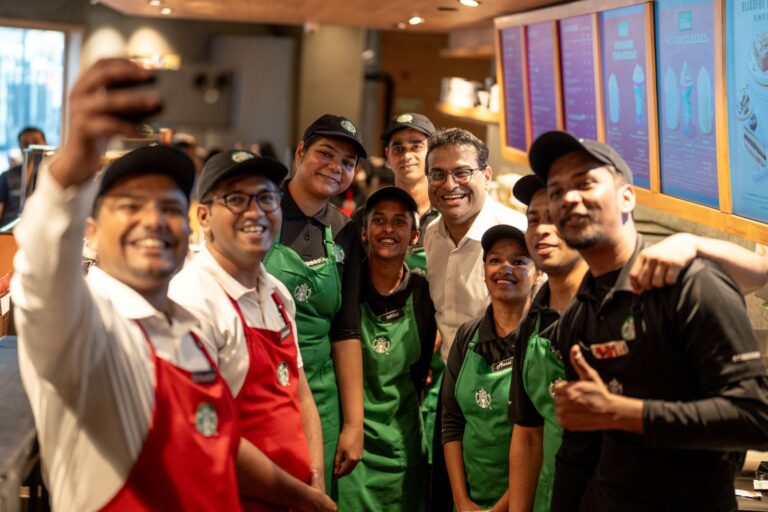 Laxman Narasimhan ceo Starbucks with Partners (employees)