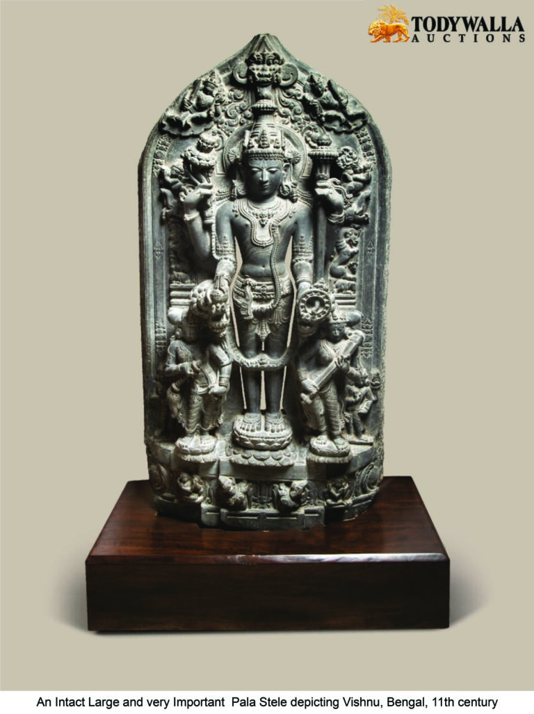 Intact Large and very Importand Pala Stele Depicting Vishnu, 11 th centu