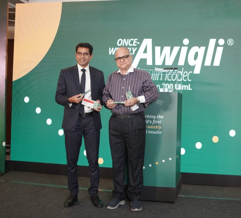 Novo Nordisk launches Awiqli_L to R- Vikrant Shrotriya MD Novo Nordisk India and Dr. SK Wangnoo (1)