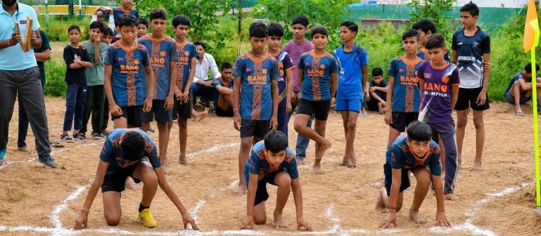 Athletes competing at the Bano Champion 6th Village Level Sports Tournament in Udaipurwati new